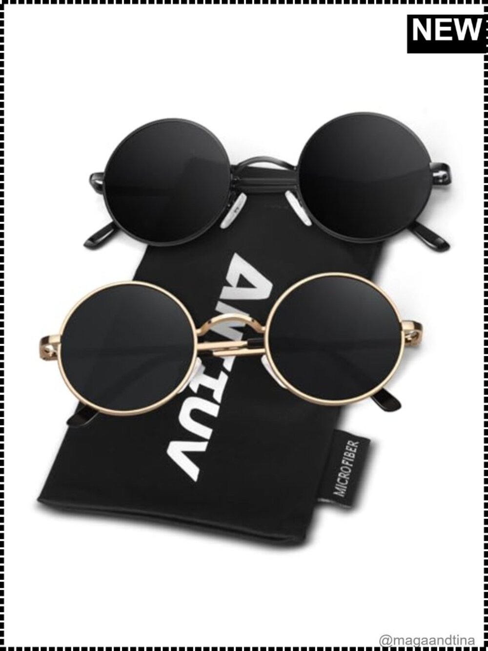 Round Polarized Sunglasses Metal Frame Retro Hippie Shades Unisex